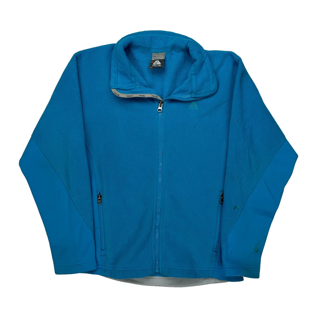Nike Acg Fleece Jacket - Large Blue Polyester Refurbished - Thrifted (note: this is a term often used to describe second- refurbished available on Cerqular