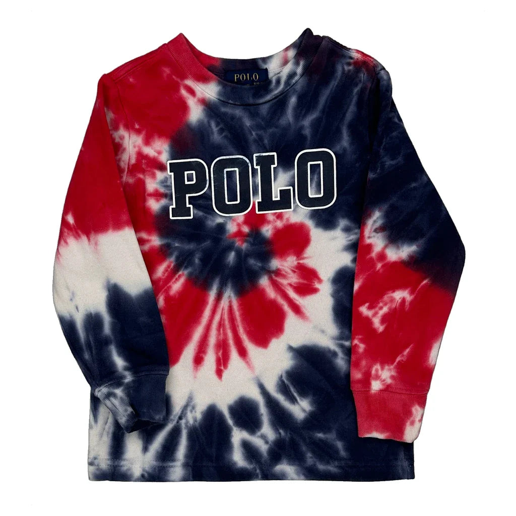 Age 1.5 Polo By Ralph Lauren Tie-Dye Long Sleeve T-Shirt - 2XS Multicoloured Cotton Refurbished - Thrifted (note: this is a term often used to describe second- refurbished available on Cerqular