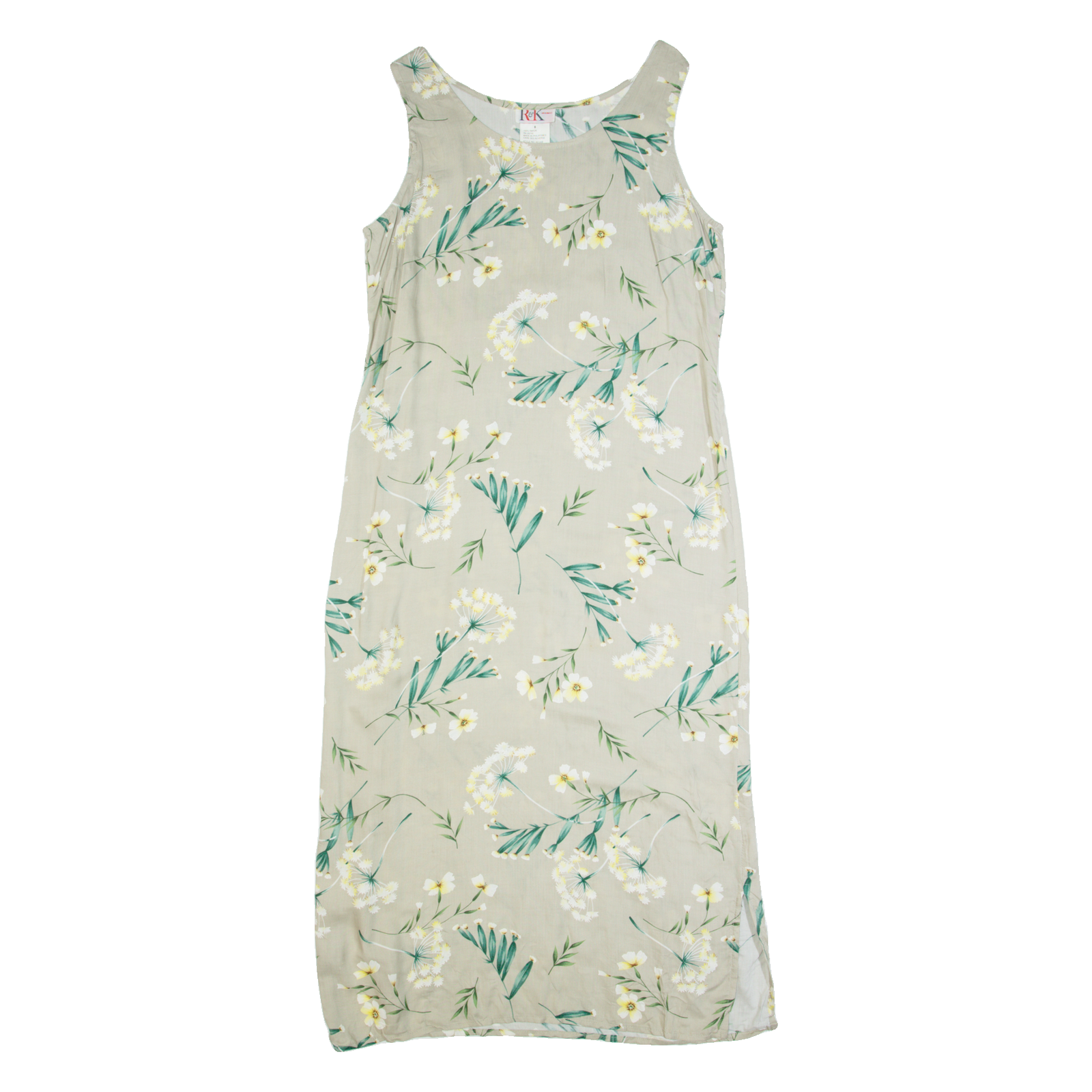 R&K Oversized Womens Maxi Dress Cream 90s Floral Sleeveless Long S Refurbished - N/A refurbished available on Cerqular