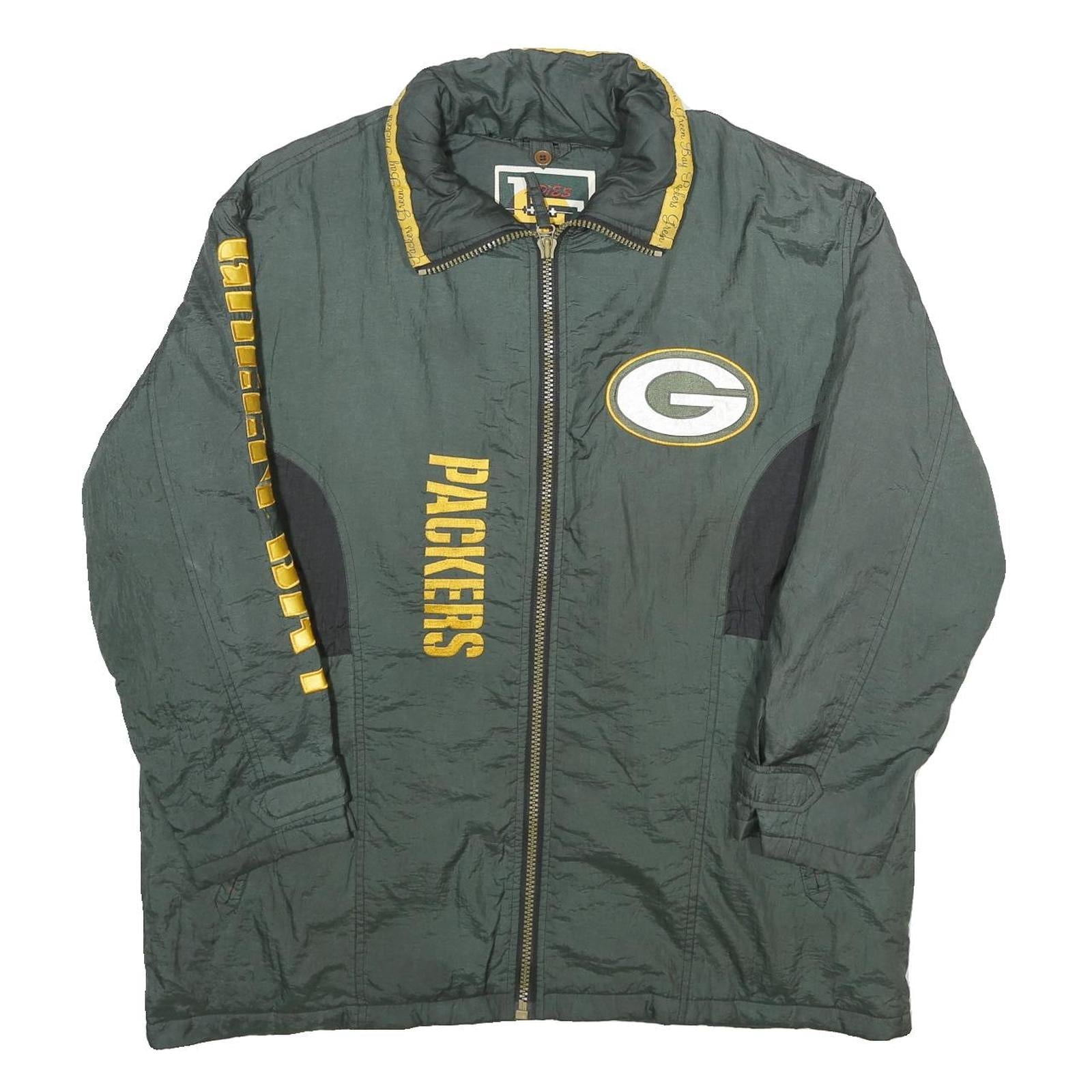 LADIES FIRST Womens Green & Yellow Packers Nylon Zip Jacket L Sportswear Refurbished - N/A refurbished available on Cerqular