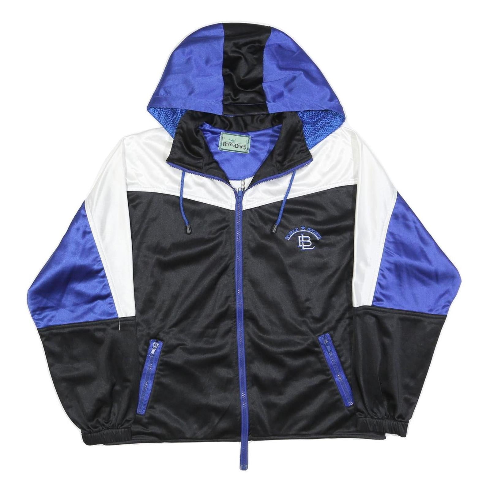 BAROUDEURS Womens Blue & Black White Hooded Zip Jacket L Polyester Sportswear Refurbished - N/A refurbished available on Cerqular