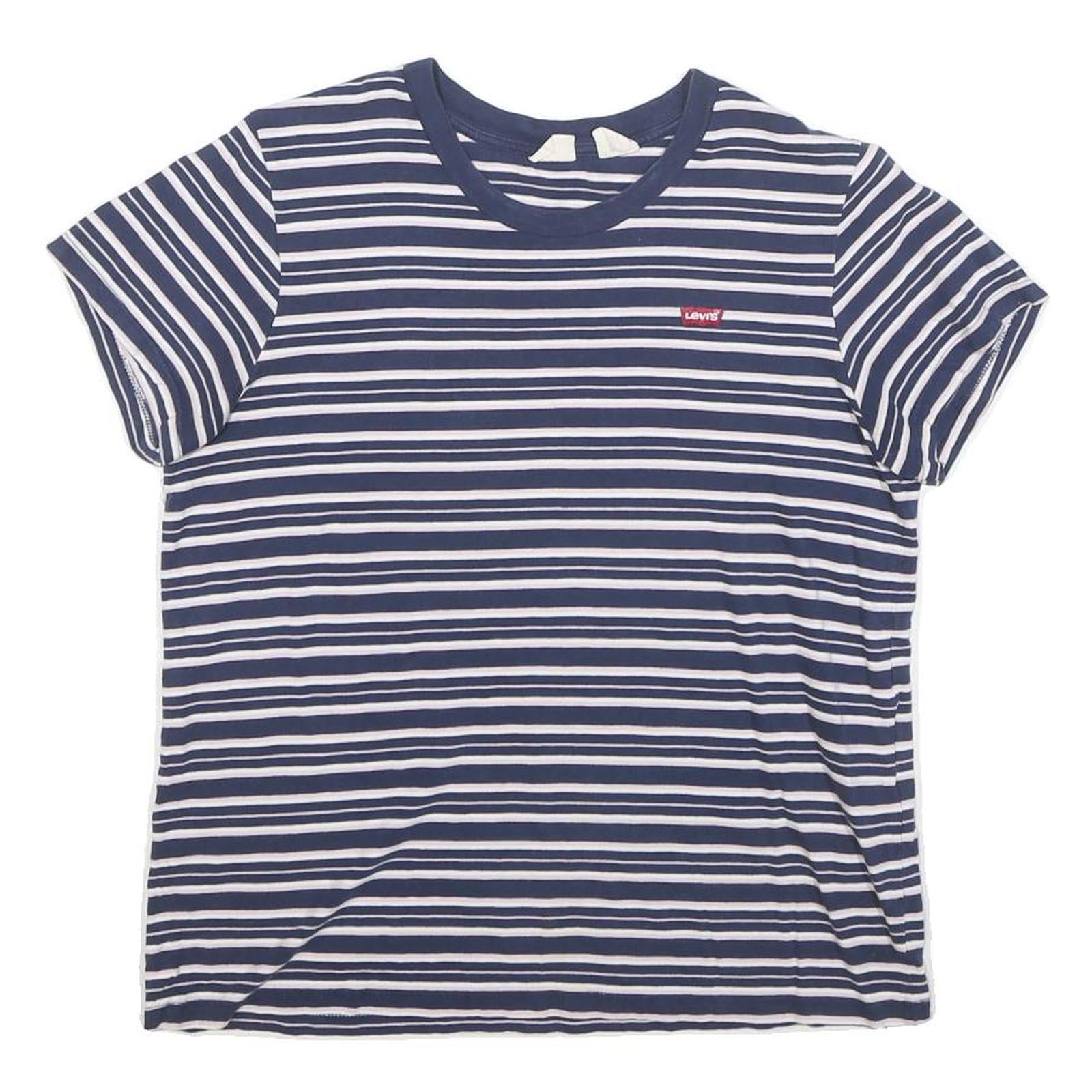 LEVI'S Womens Blue & White Stripe T-Shirt M Short Sleeve Crew Neck Striped Refurbished - N/A refurbished available on Cerqular