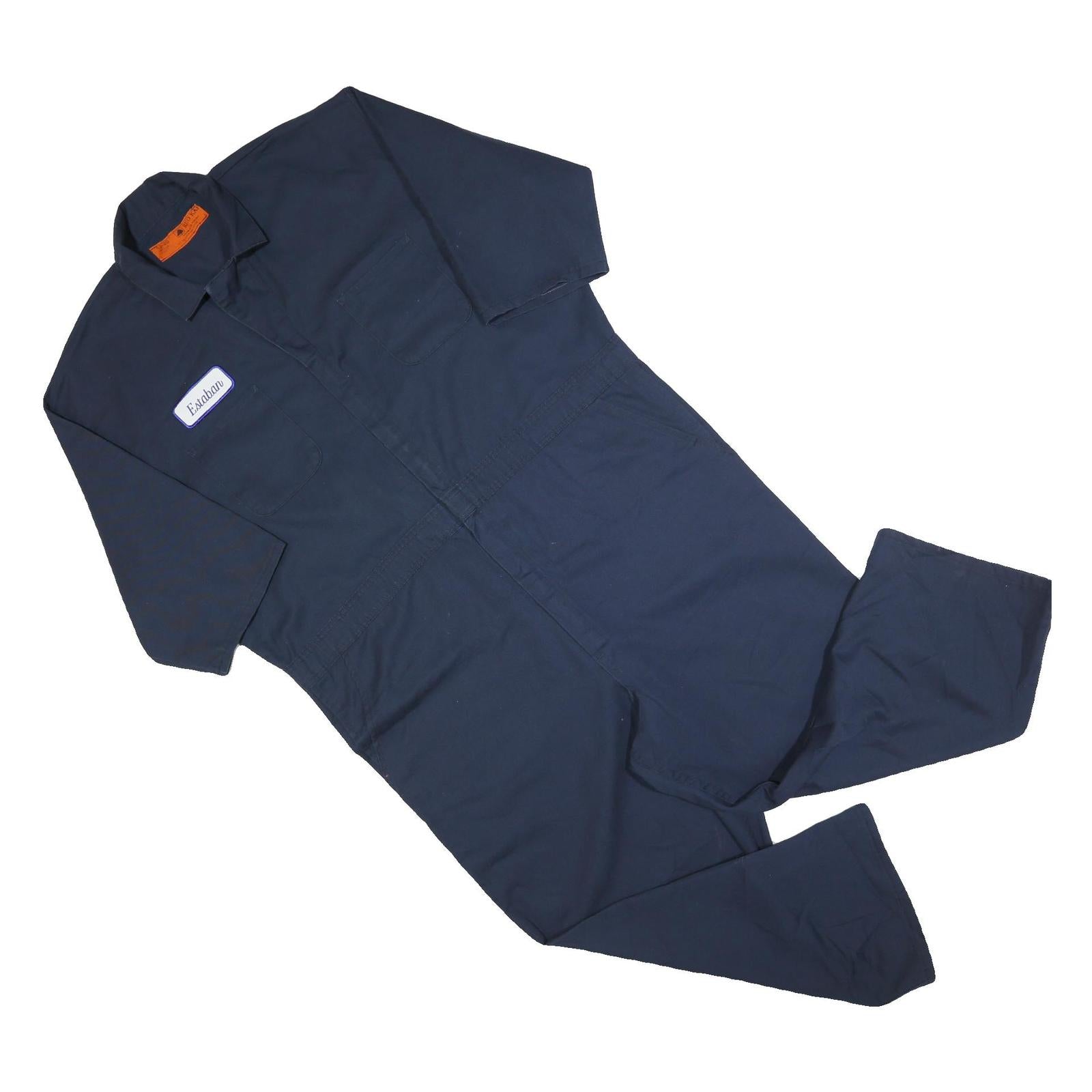 RED KAP Mens Navy Blue Dungarees Regular Fit Cotton Blend 2XL W48 L25 Workwear Refurbished - N/A refurbished available on Cerqular