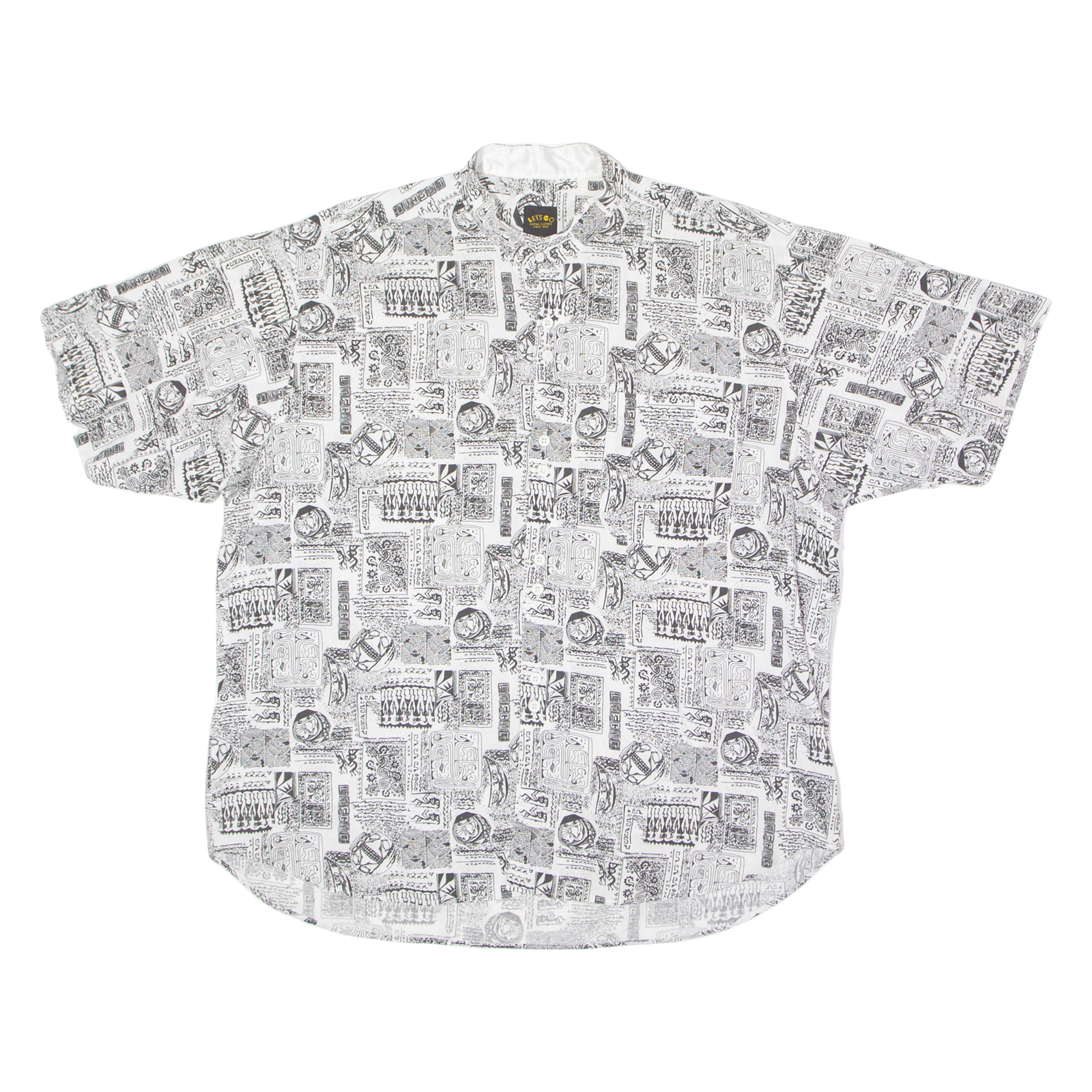 LET'S GO Mens Shirt White 90s Crazy Pattern XL Refurbished - N/A refurbished available on Cerqular