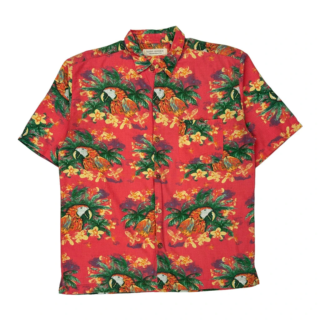 Island Republic Floral Hawaiian Shirt - Large Multicoloured Cotton Blend Refurbished - Thrifted (note: this is a term often used to describe second- refurbished available on Cerqular