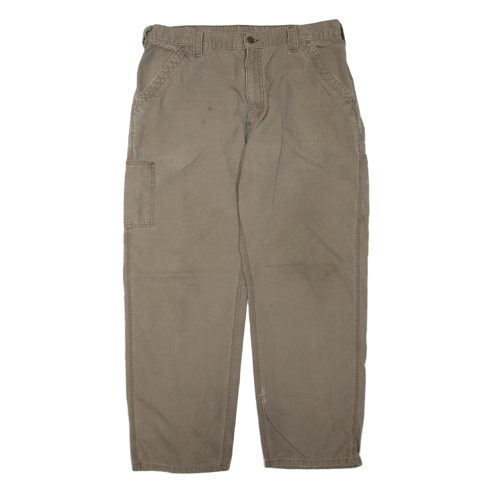 CARHARTT Mens Trousers Brown Regular Tapered W38 L32 Refurbished - N/A refurbished available on Cerqular