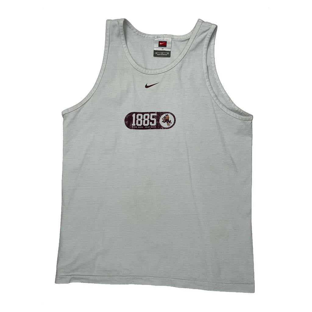 1885 Athletics Nike College Vest - Medium White Cotton Refurbished - Thrifted (note: this is a term often used to describe second- refurbished available on Cerqular