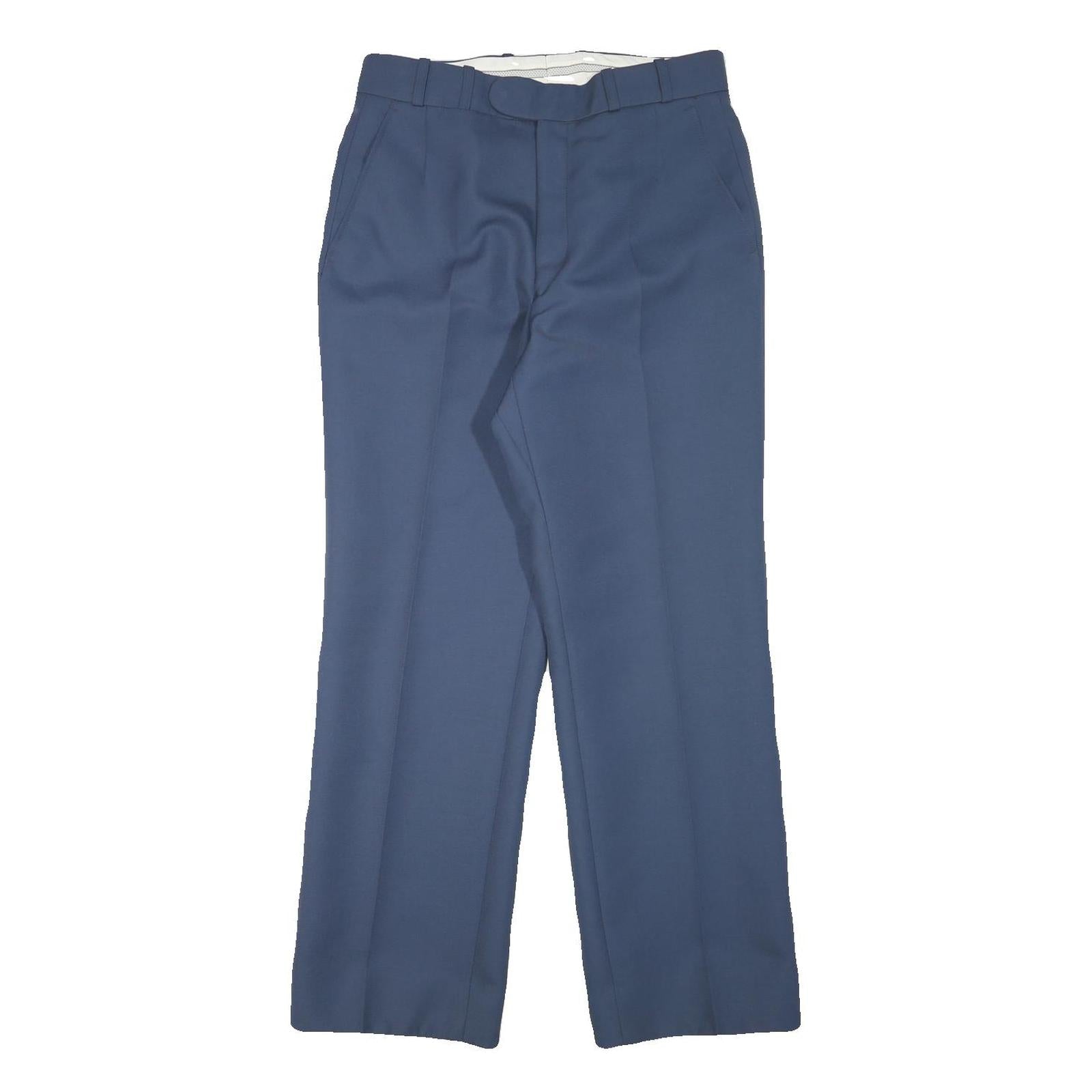 Mens Wool Blend Blue Regular Leg Trousers W30 L29 Zip Closure Classic Fit Refurbished - N/A refurbished available on Cerqular