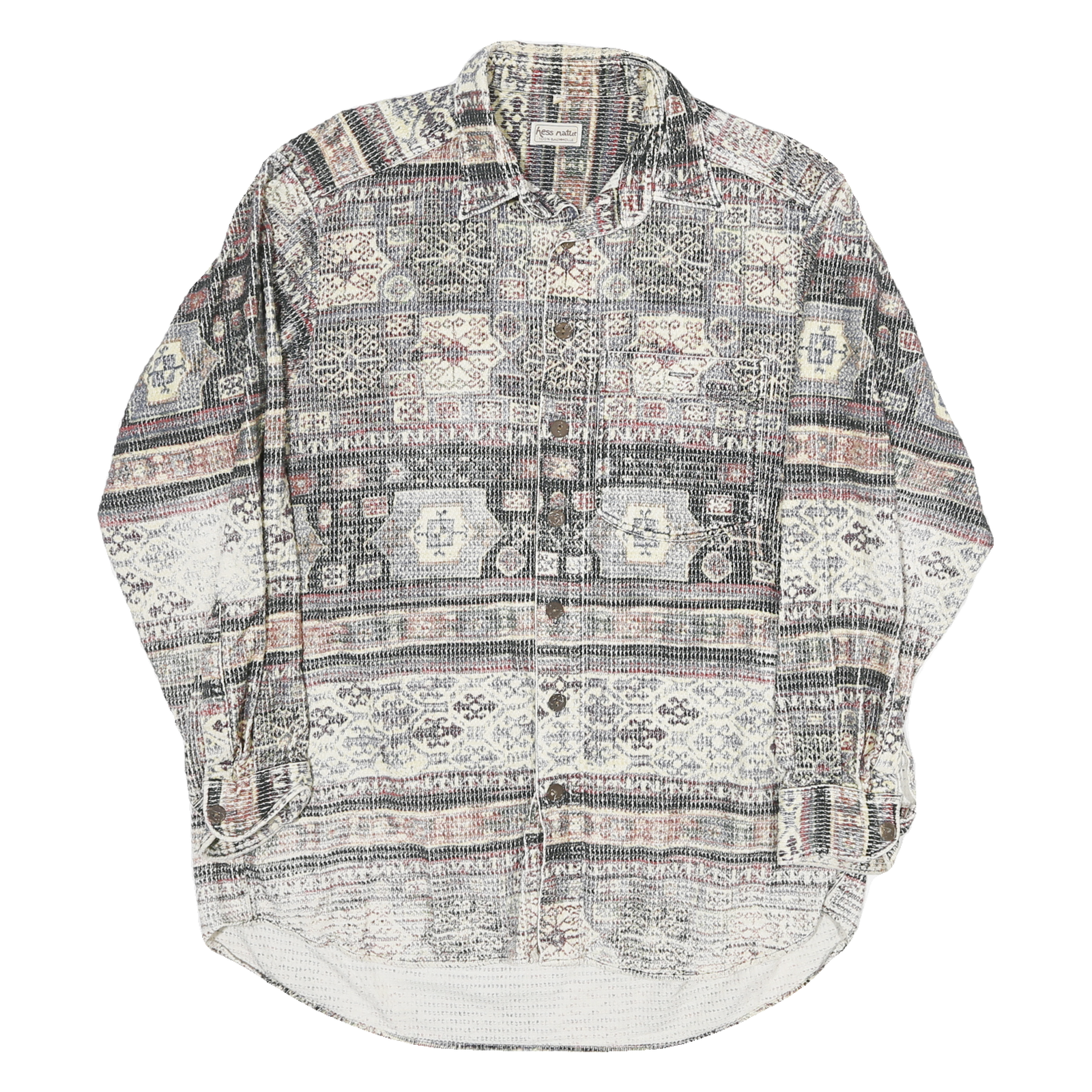 HESS MATTER Mens Beige Pattern Shirt L Cotton Blend Long Sleeve Casual Refurbished - N/A refurbished available on Cerqular