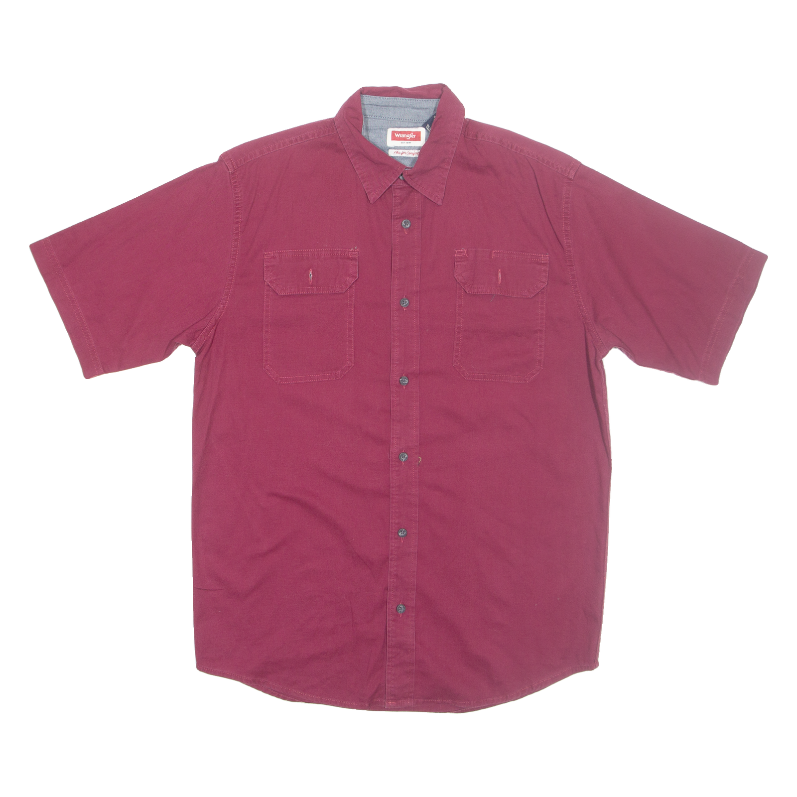 WRANGLER Mens Plain Shirt Maroon S Refurbished - N/A refurbished available on Cerqular