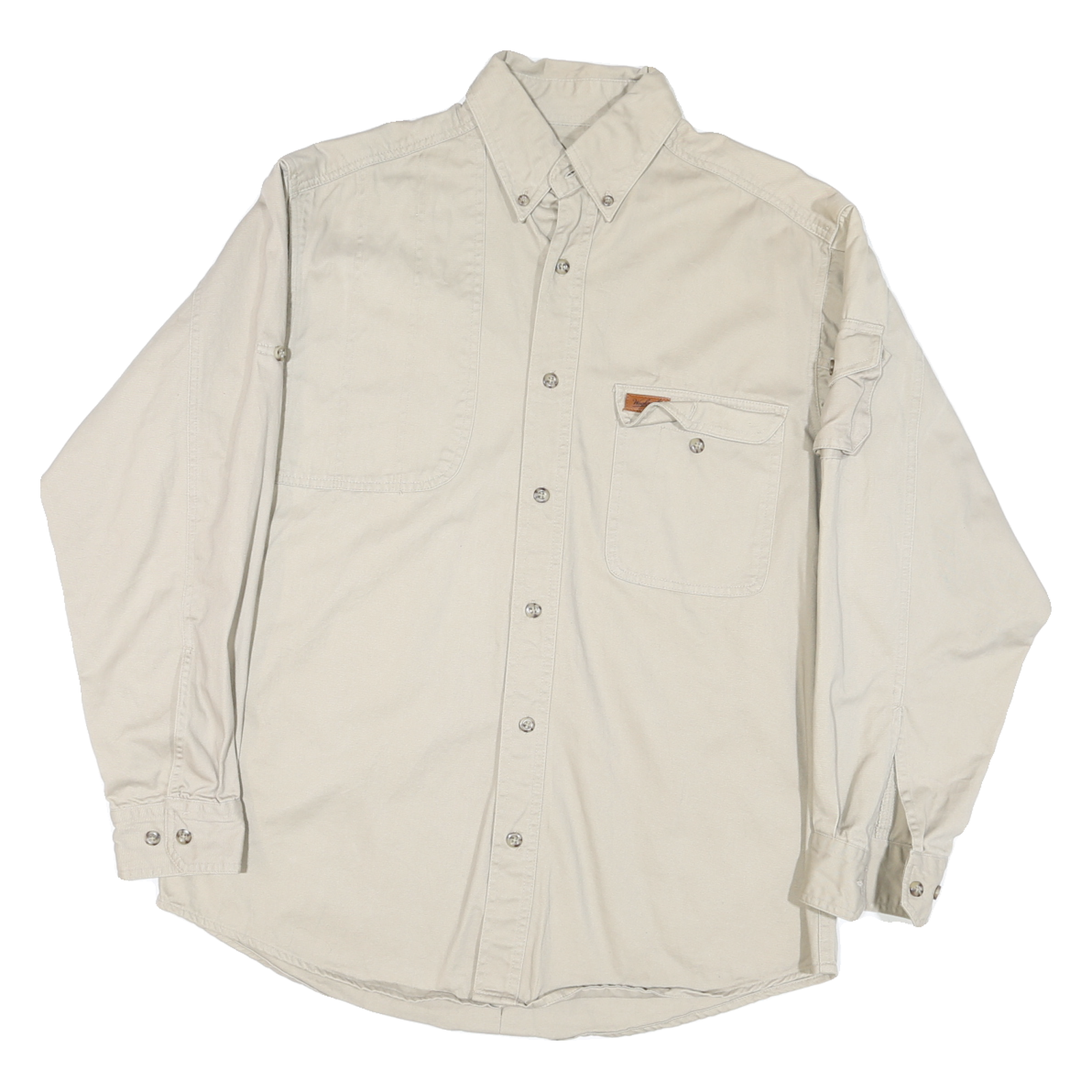 WOOLRICH Mens Beige Cotton Blend Work Shirt M Durable Casual Button-Down Refurbished - N/A refurbished available on Cerqular