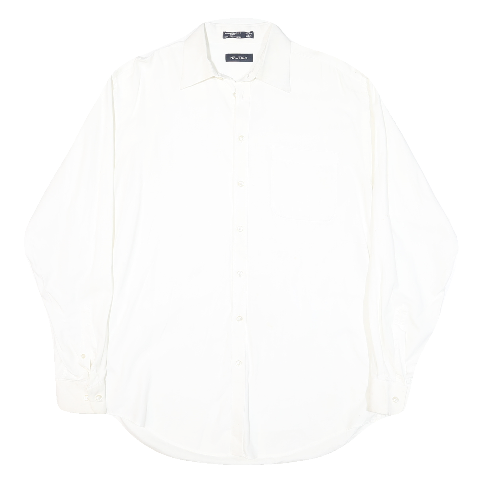 NAUTICA Mens White Shirt M Button Long Sleeve Classic Cotton Blend Refurbished - N/A refurbished available on Cerqular