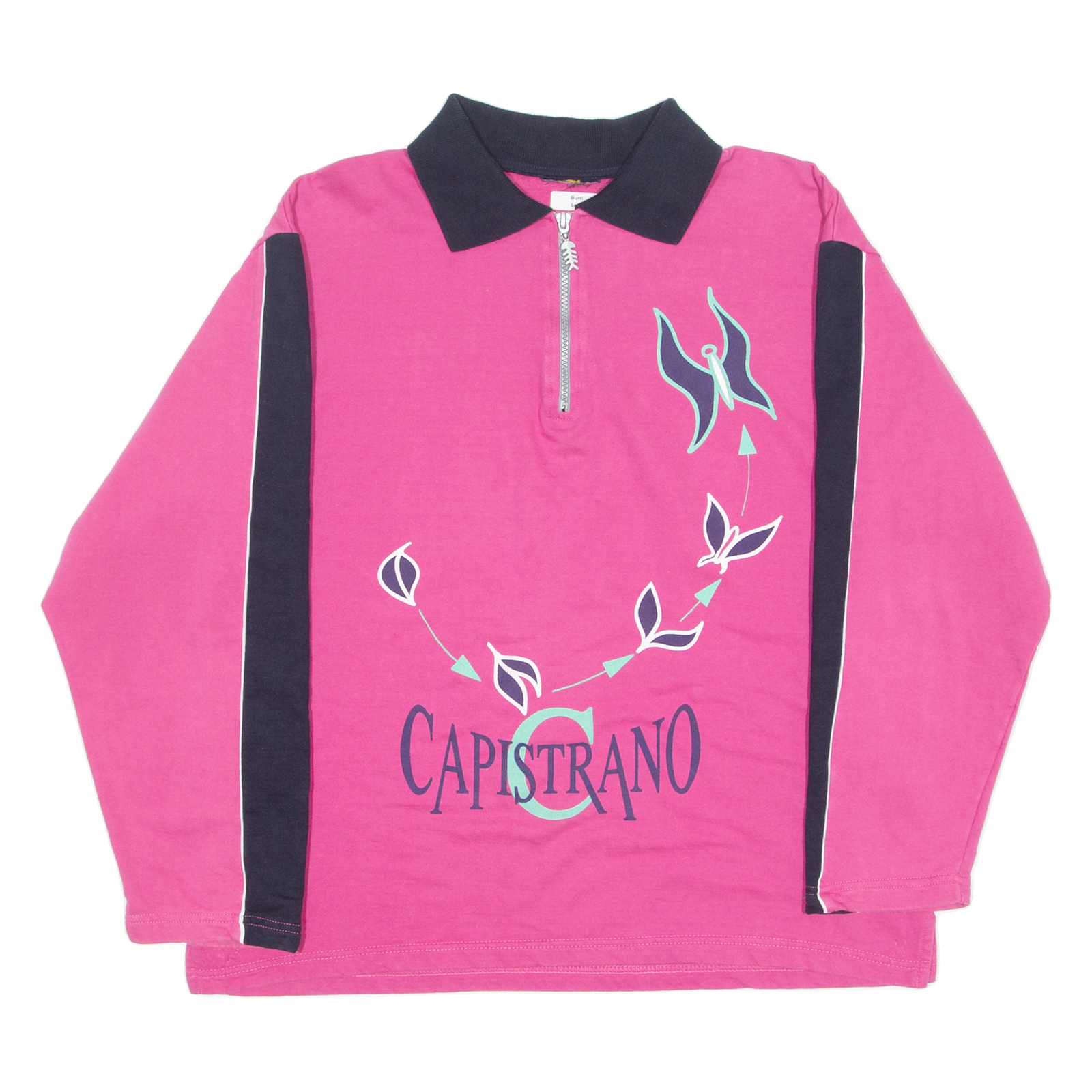 CAPISTRANO Womens Sweatshirt Pink 1/4 Zip 90s L Refurbished - N/A refurbished available on Cerqular