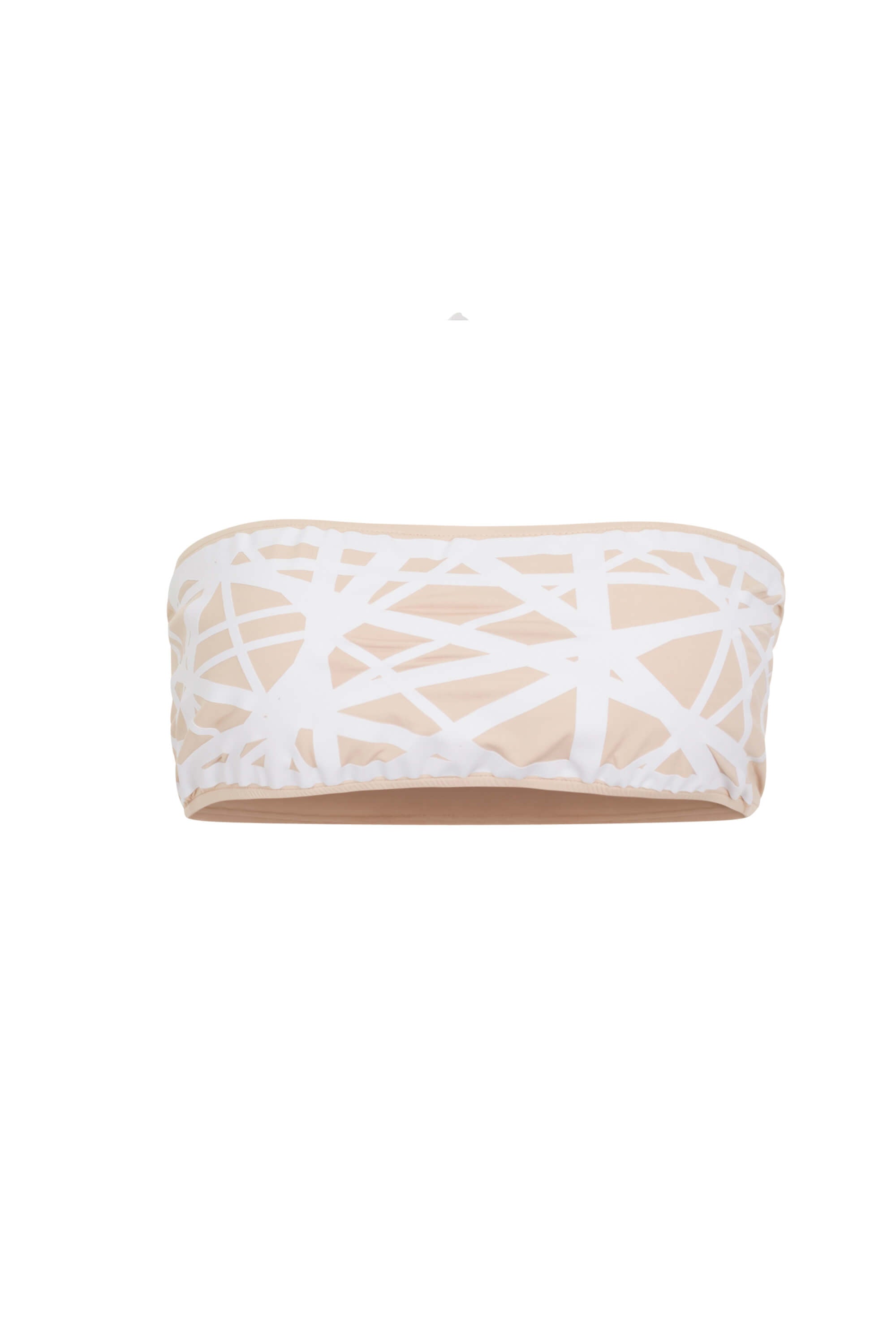 Lillian Bandeau Bikini Top in Camel/White | Size: Medium Refurbished - Sauipe Swim refurbished available on Cerqular