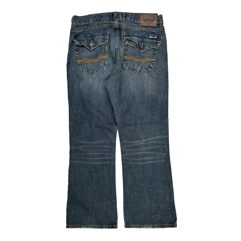 Seven 7 Boot Cut Jeans - 34W 30L Blue Cotton Refurbished - Thrifted (note: this is a term often used to describe second- refurbished available on Cerqular