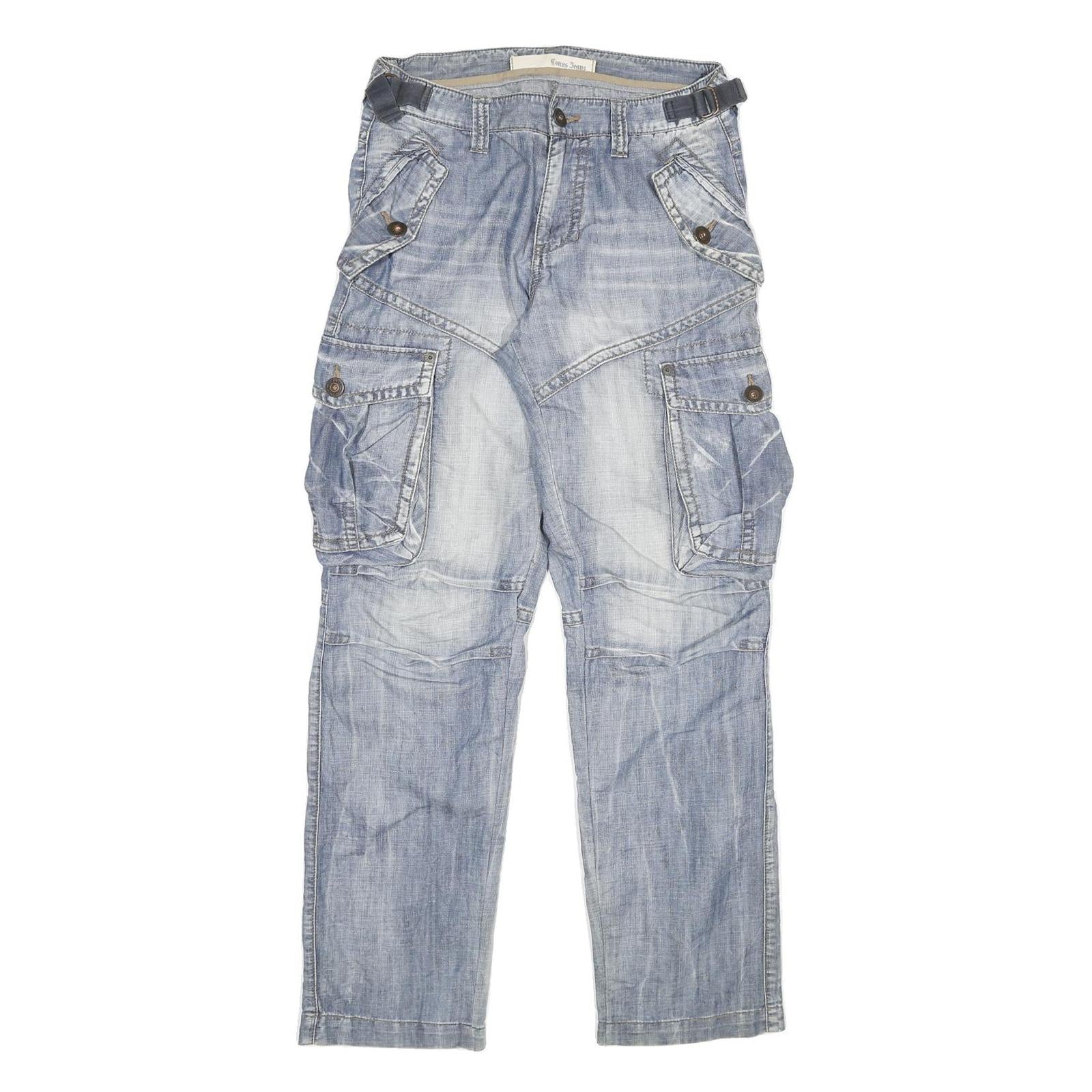 CONUS Mens Jeans Blue Regular Cargo Denim Light W28 L31 Workwear Utility Refurbished - N/A refurbished available on Cerqular