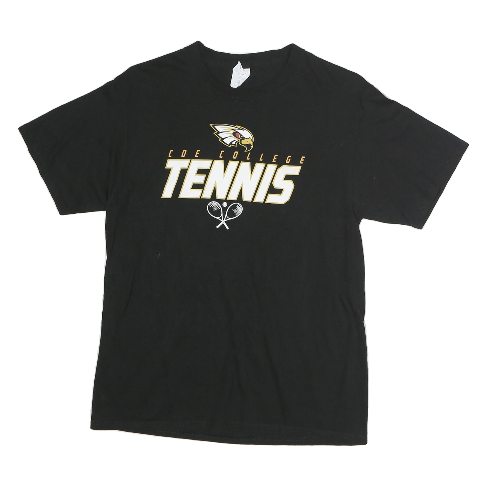 PORT & COMPANY Mens Black Coe College Tennis Graphic T-Shirt L Short Sleeve Crew Refurbished - N/A refurbished available on Cerqular