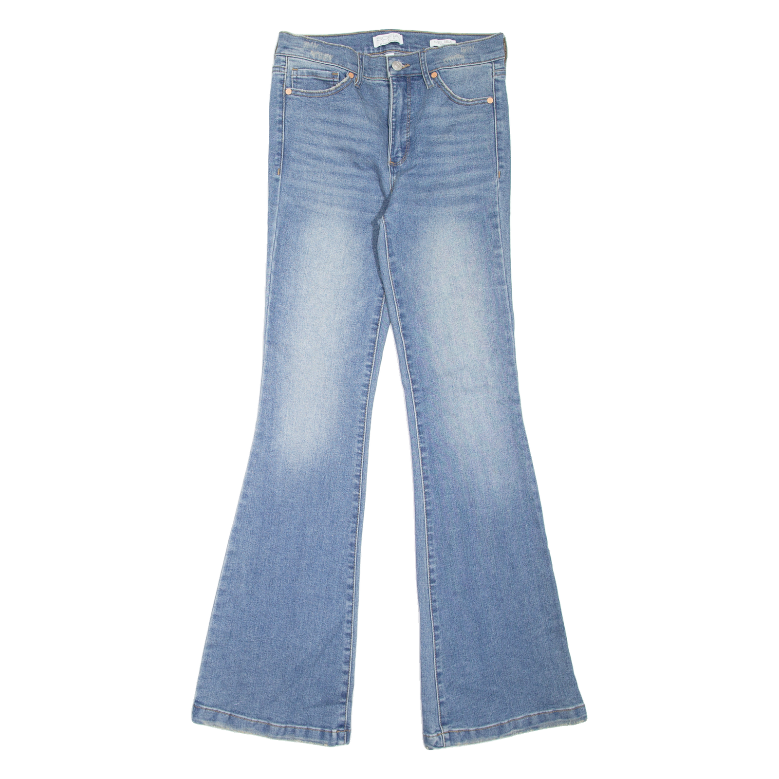 SOFIA Melisa Womens Jeans Blue Regular Flared Stone Wash W26 L33 Refurbished - N/A refurbished available on Cerqular