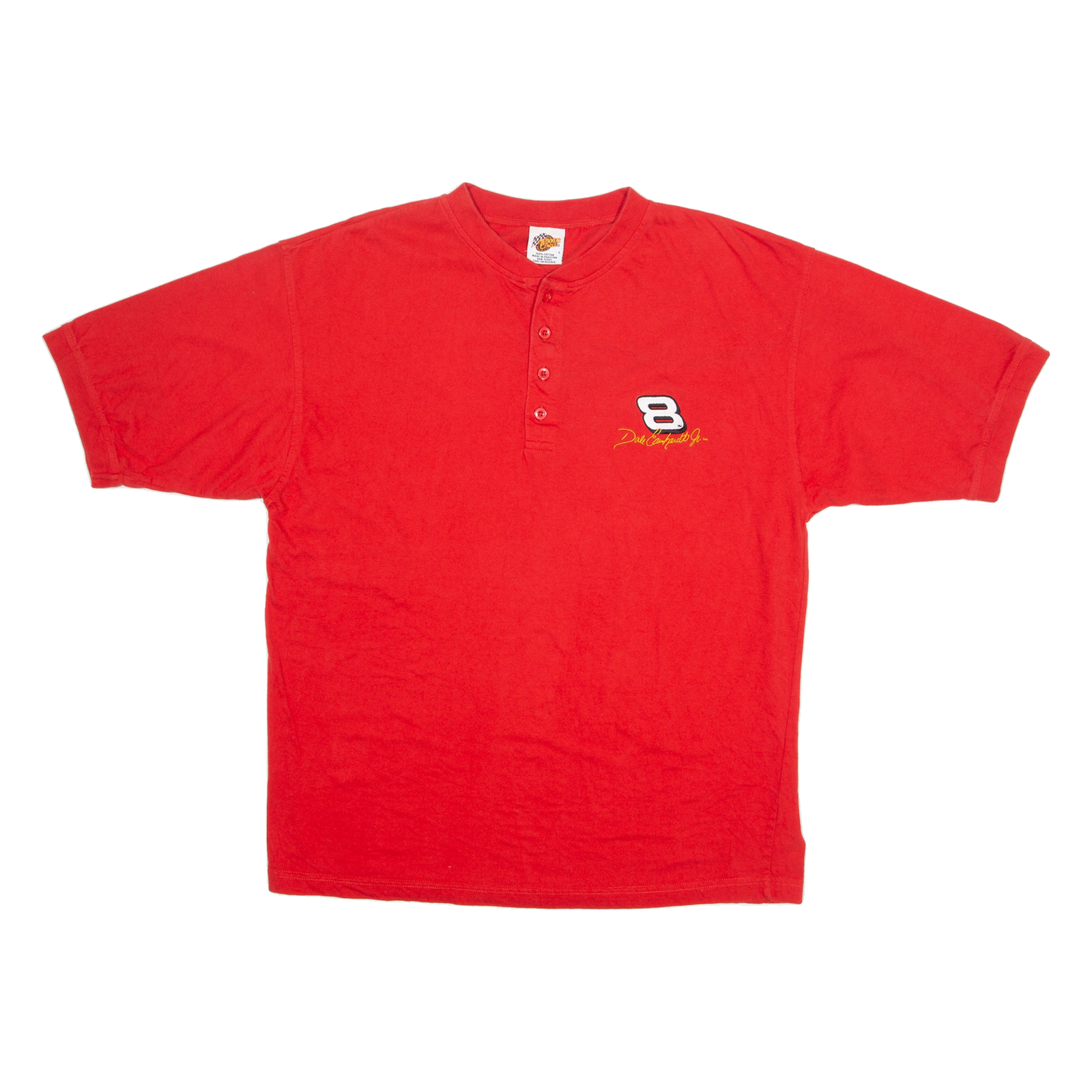 WINNER'S CIRCLE NASCAR Mens T-Shirt Red USA Button Neck L Refurbished - N/A refurbished available on Cerqular