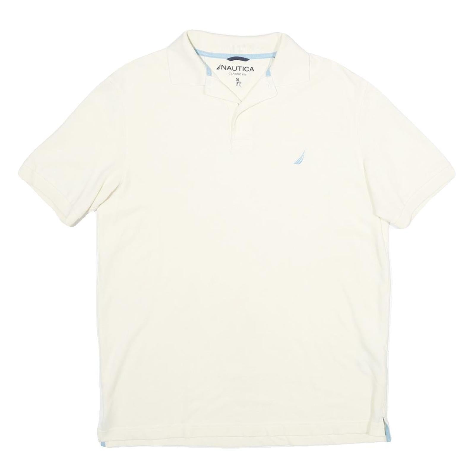 NAUTICA Mens White Short Sleeve Plain Polo Shirt S Classic Fit Cotton Refurbished - N/A refurbished available on Cerqular