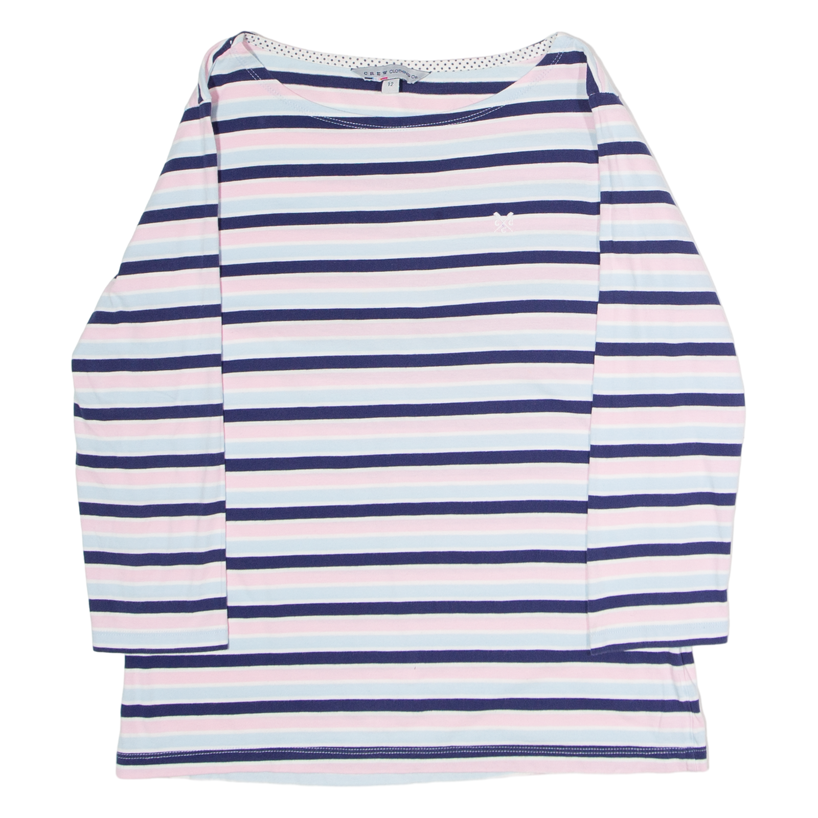 CREW CLOTHING Striped Womens T-Shirt Blue 3/4 Sleeve Crew Neck UK 12 Refurbished - N/A refurbished available on Cerqular