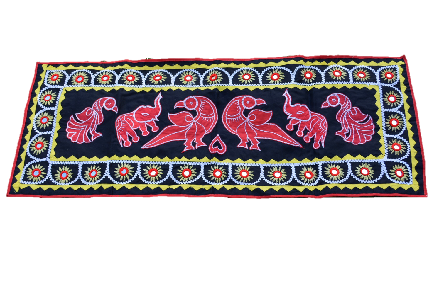 Mandala Upcycled Wall Hanging Home Decor Boho Tapestry | Color: Black & Red Peacock Refurbished - N/A refurbished available on Cerqular