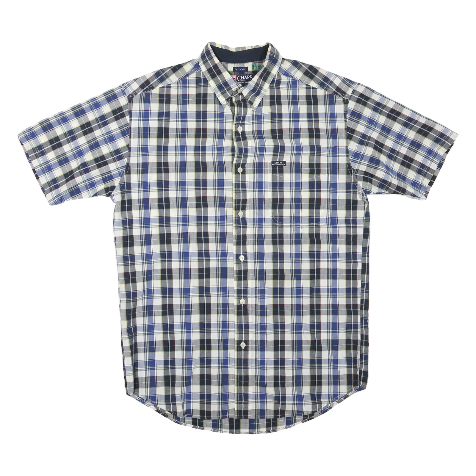 Buy CHAPS Mens Blue White Plaid Cotton Blend Shirt L Button Short Sleeve Casual Refurbished - $29.89 CHAPS Mens Blue White Plaid Cotton Blend Shirt L Button Short Sleeve Casual Refurbished - N/A refurbished available on Cerqular
