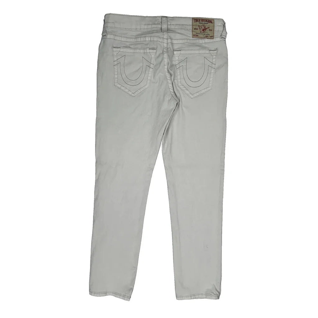 True Religion Slim Jeans - 35W 30L White Cotton Refurbished - Thrifted (note: this is a term often used to describe second- refurbished available on Cerqular