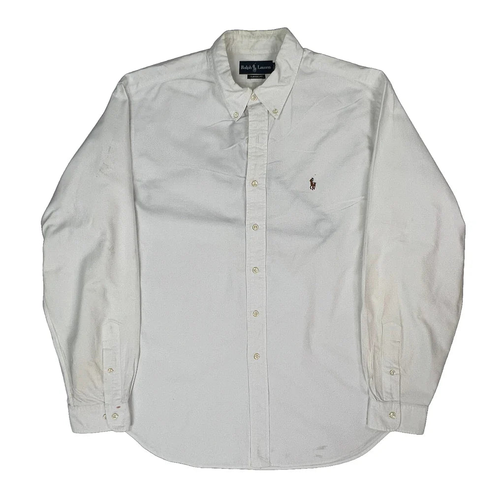 Ralph Lauren Shirt - XL White Cotton Refurbished - Thrifted (note: this is a term often used to describe second- refurbished available on Cerqular