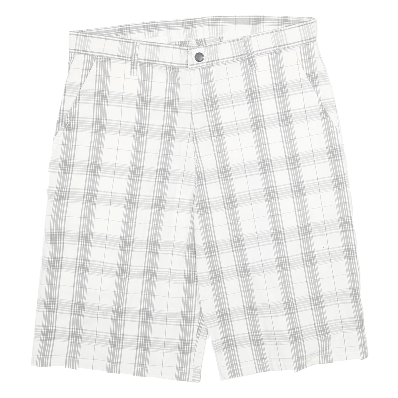 DICKIES Mens White & Grey Checked Casual Shorts XL W34 Workwear Durable Comfort Refurbished - N/A refurbished available on Cerqular