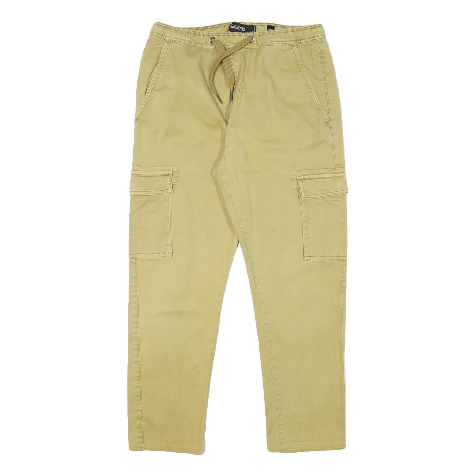 INDICODE JEANS Mens Slim Beige Cargo Trousers W28 L26 Drawstring Cotton Blend Refurbished - N/A refurbished available on Cerqular