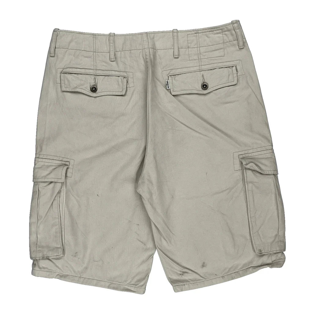 Levis Cargo Shorts - 34W 10L Beige Cotton Refurbished - Thrifted (note: this is a term often used to describe second- refurbished available on Cerqular