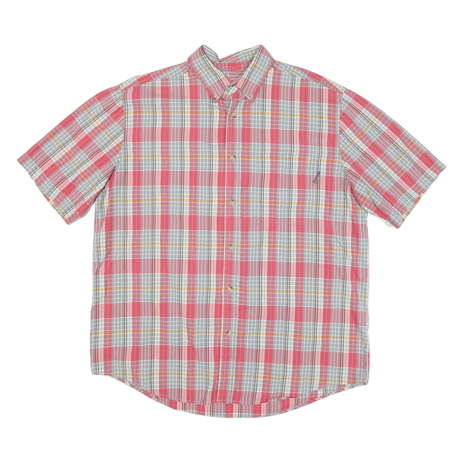 WOOLRICH Mens Red & Grey Checked Shirt L Button Down Cotton Blend Summer Casual Refurbished - N/A refurbished available on Cerqular