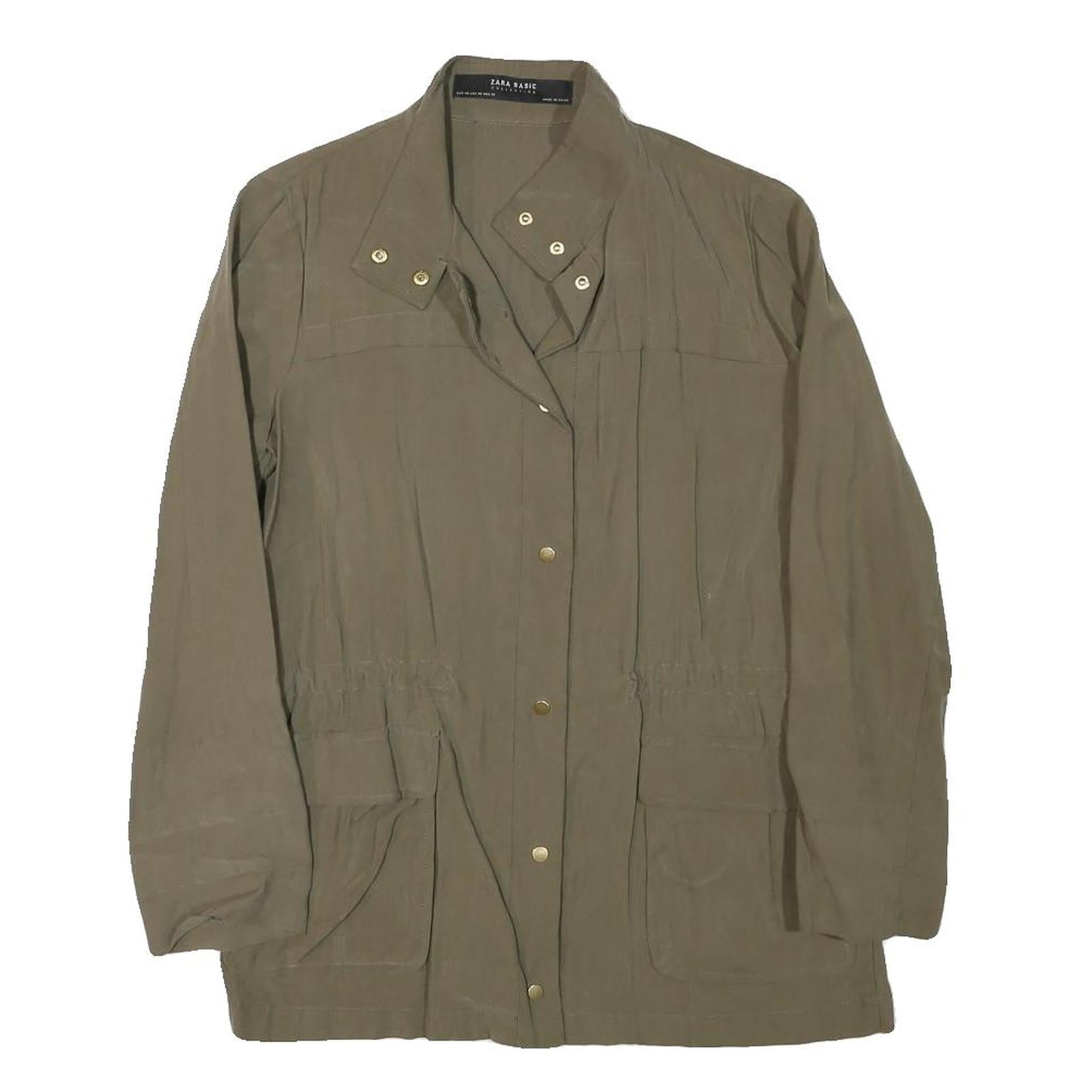 ZARA Womens Brown Lightweight Jacket XS Cotton Blend Button Closure Classic Fit Refurbished - N/A refurbished available on Cerqular