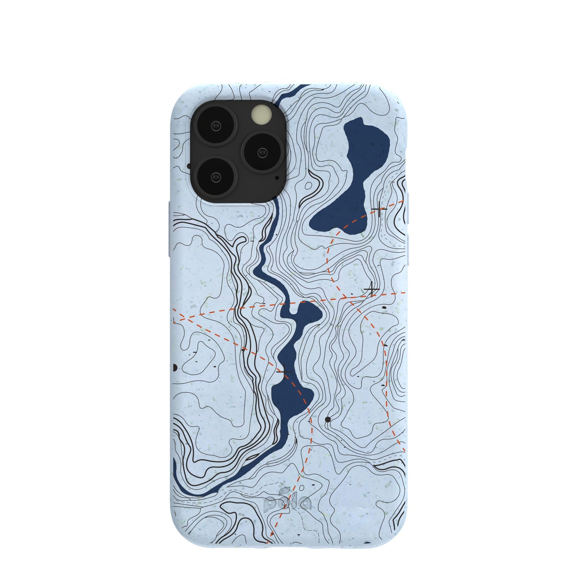 Powder Blue Contour Lines iPhone 11 Pro Case Refurbished - Pela Case refurbished available on Cerqular