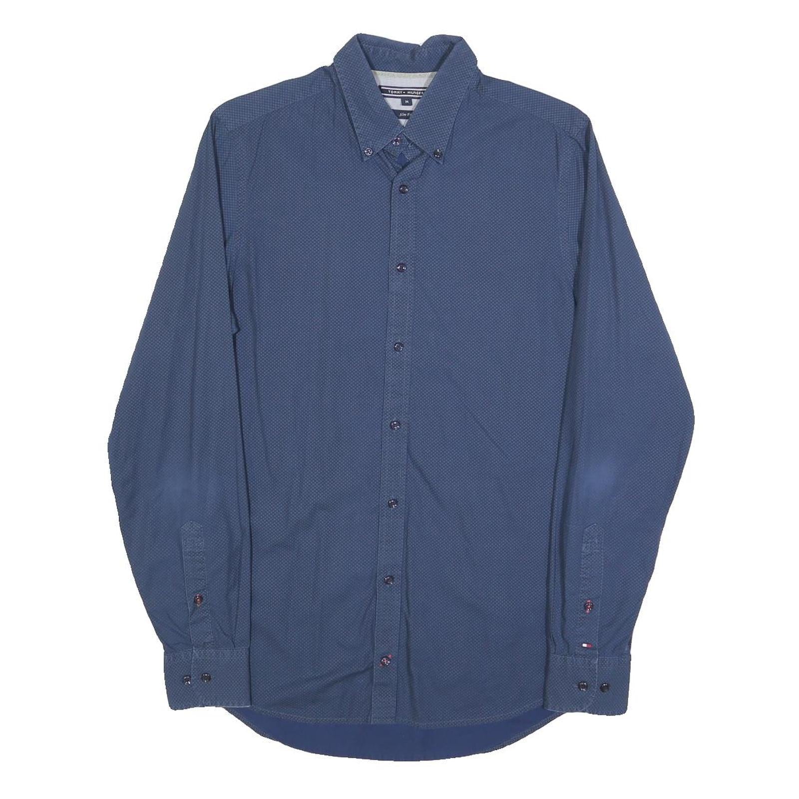 TOMMY HILFIGER Mens Blue Button Down Shirt M Cotton Blend Casual Stylish Refurbished - N/A refurbished available on Cerqular
