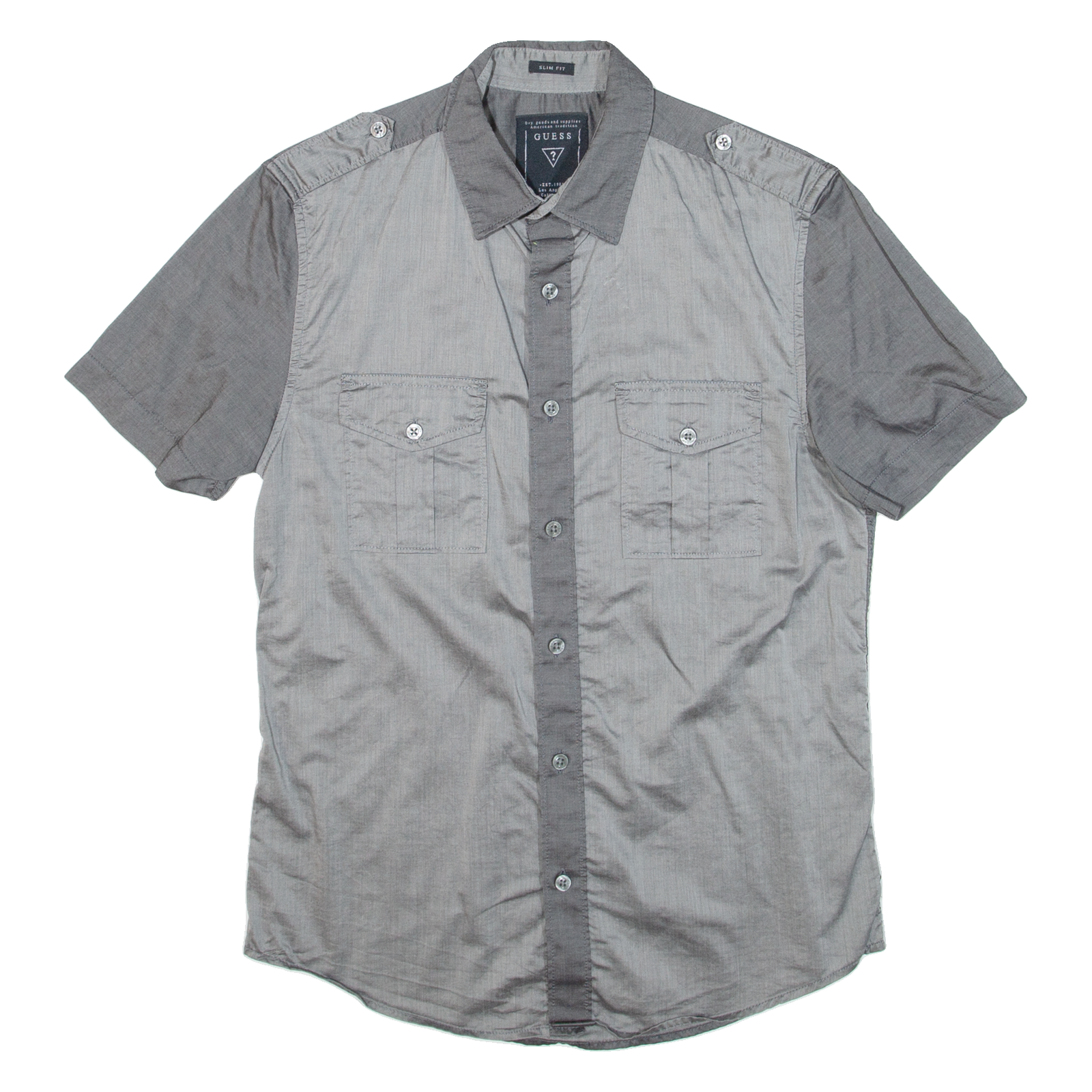 GUESS Slim Fit Mens Plain Shirt Grey XS Refurbished - N/A refurbished available on Cerqular