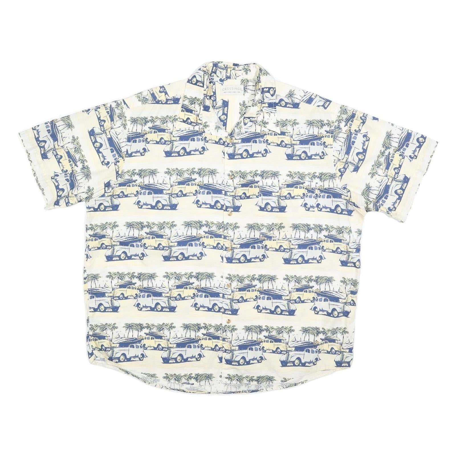 Buy CROSSINGS Mens Cream & Blue Vintage Print Cotton Blend Shirt XL Casual Summer Refurbished - $19.49 CROSSINGS Mens Cream & Blue Vintage Print Cotton Blend Shirt XL Casual Summer Refurbished - N/A refurbished available on Cerqular