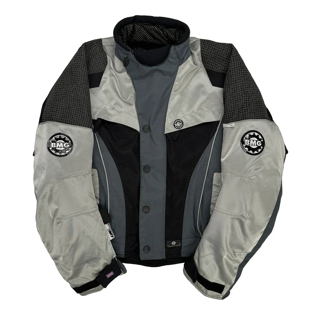 Motorcycle British Motorcycle Gear Graphic Jacket - Small Black Polyester Refurbished - Thrifted (note: this is a term often used to describe second- refurbished available on Cerqular