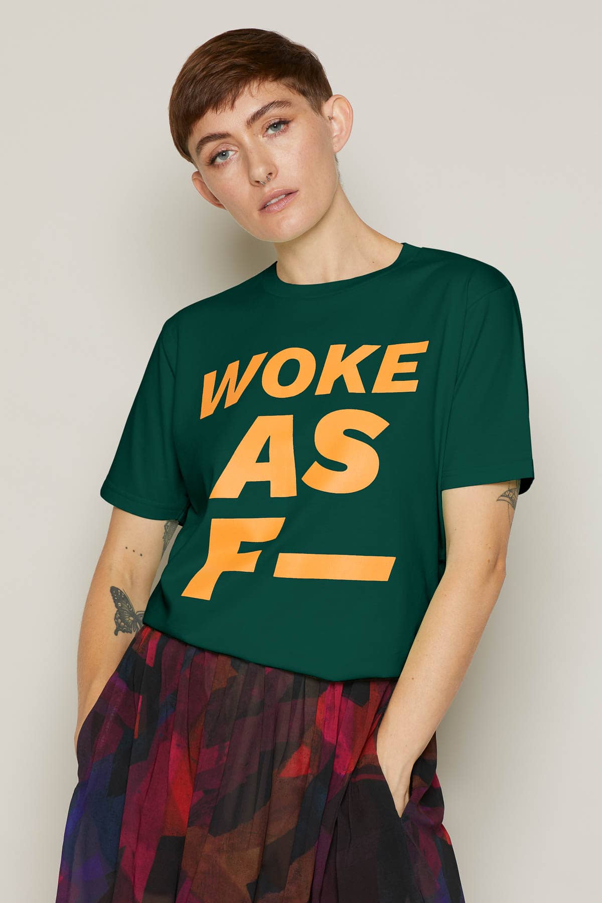 Woke As F T-Shirt (Green) | size: XS Refurbished - N/A refurbished available on Cerqular
