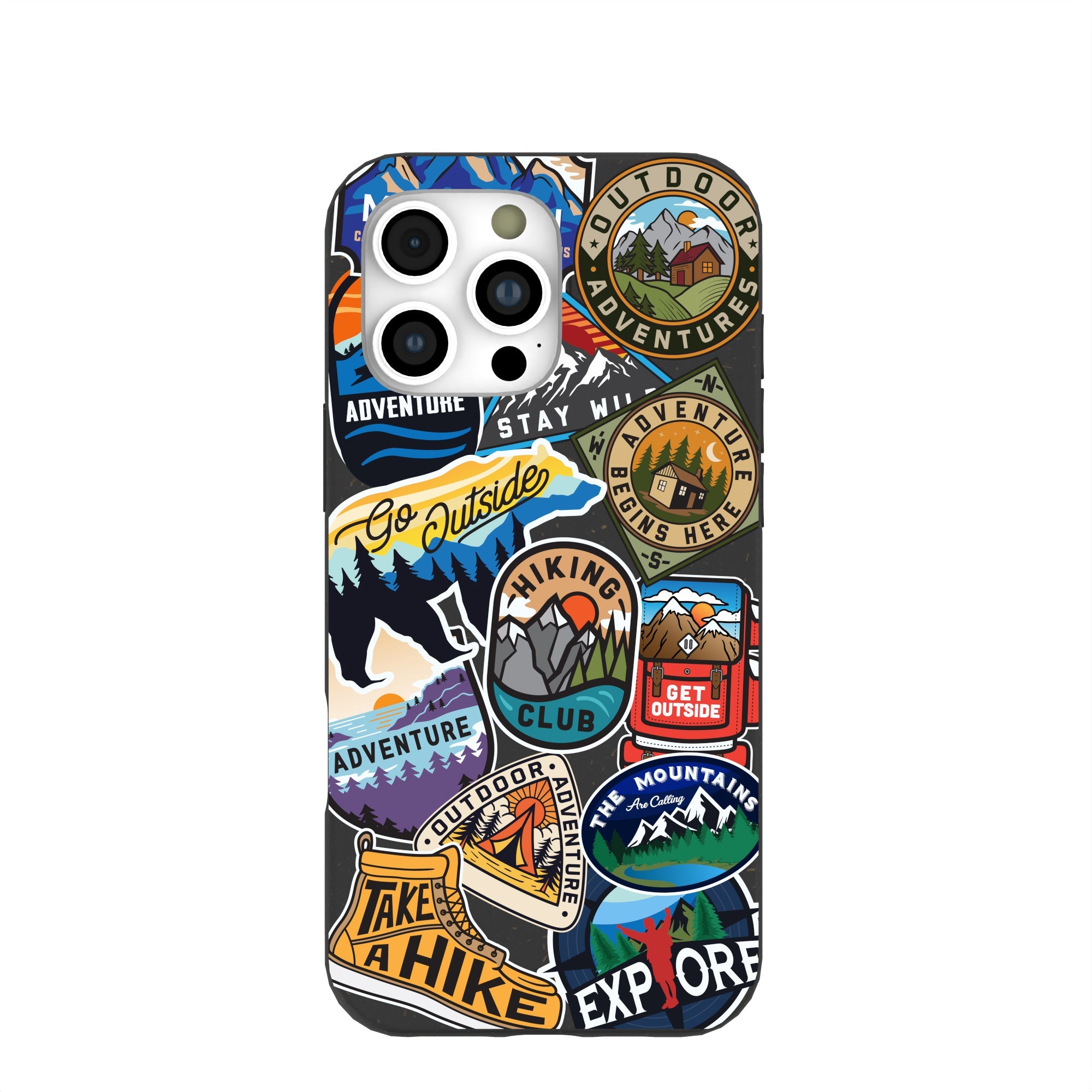 Black Trail Stickers iPhone 16 Pro Max Case Refurbished - Pela Case refurbished available on Cerqular