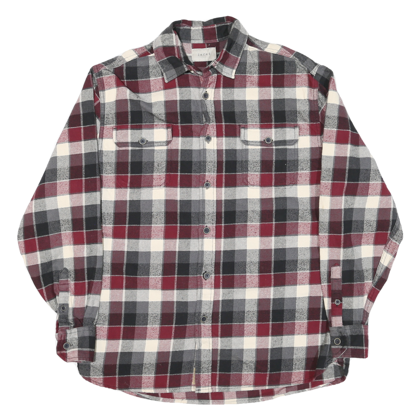 JACHS Mens Red Black & White Plaid Shirt M Cotton Blend Casual Refurbished - N/A refurbished available on Cerqular
