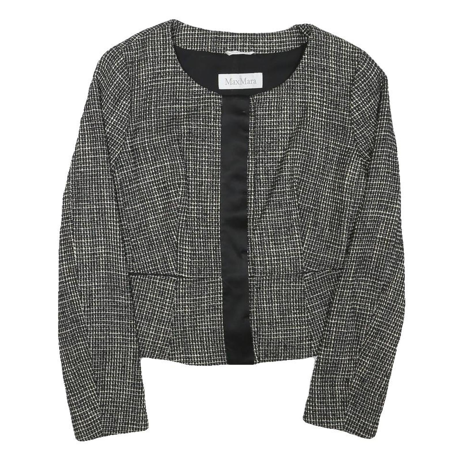 Buy MAX MARA Womens Black White Wool Blend Tweed Jacket S Button Closure Classic Refurbished - $97.49 MAX MARA Womens Black White Wool Blend Tweed Jacket S Button Closure Classic Refurbished - N/A refurbished available on Cerqular