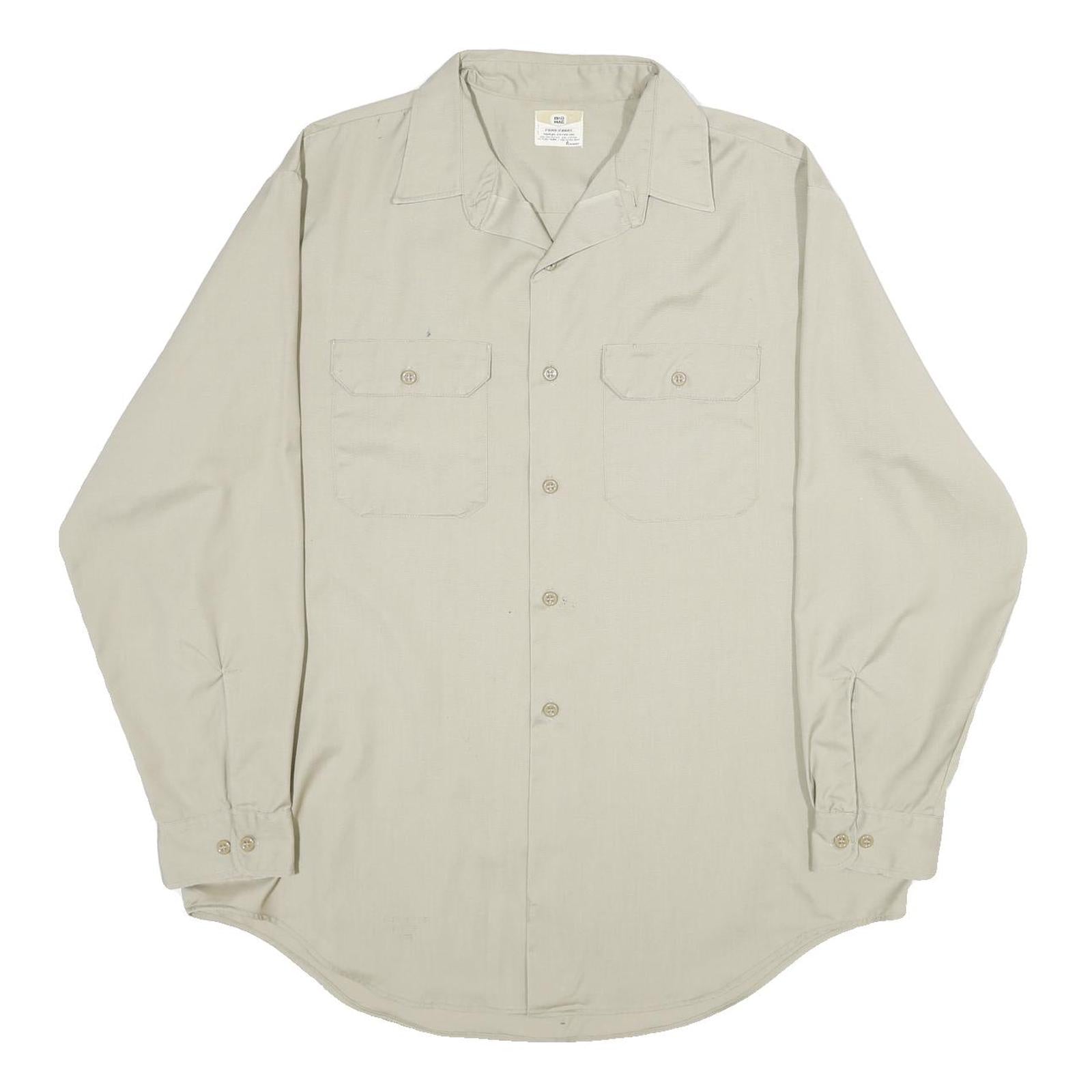 BIG MAC Mens Beige Work Shirt 2XL Polyester Blend Button Long Sleeve Utility Refurbished - N/A refurbished available on Cerqular