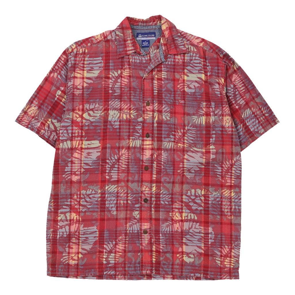 Island 2 Island Hawaiian Shirt - Medium Red Cotton Refurbished - Thrifted (note: this is a term often used to describe second- refurbished available on Cerqular
