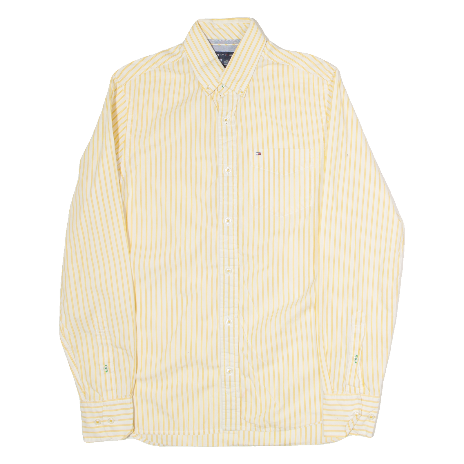 TOMMY HILFIGER Mens Shirt Yellow Striped Long Sleeve XS Refurbished - N/A refurbished available on Cerqular
