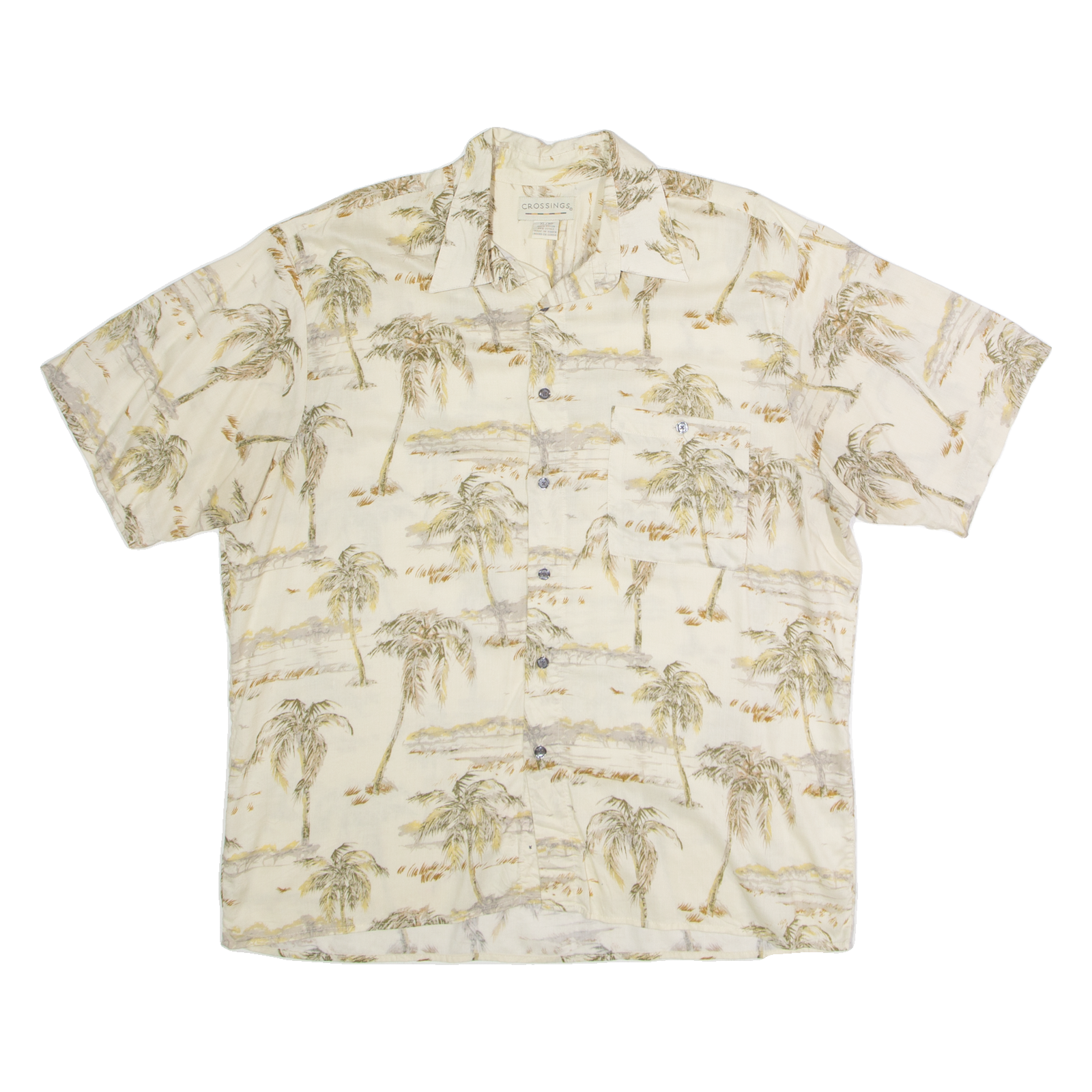 CROSSINGS Mens Hawaiian Shirt Cream 90s Floral XL Refurbished - N/A refurbished available on Cerqular