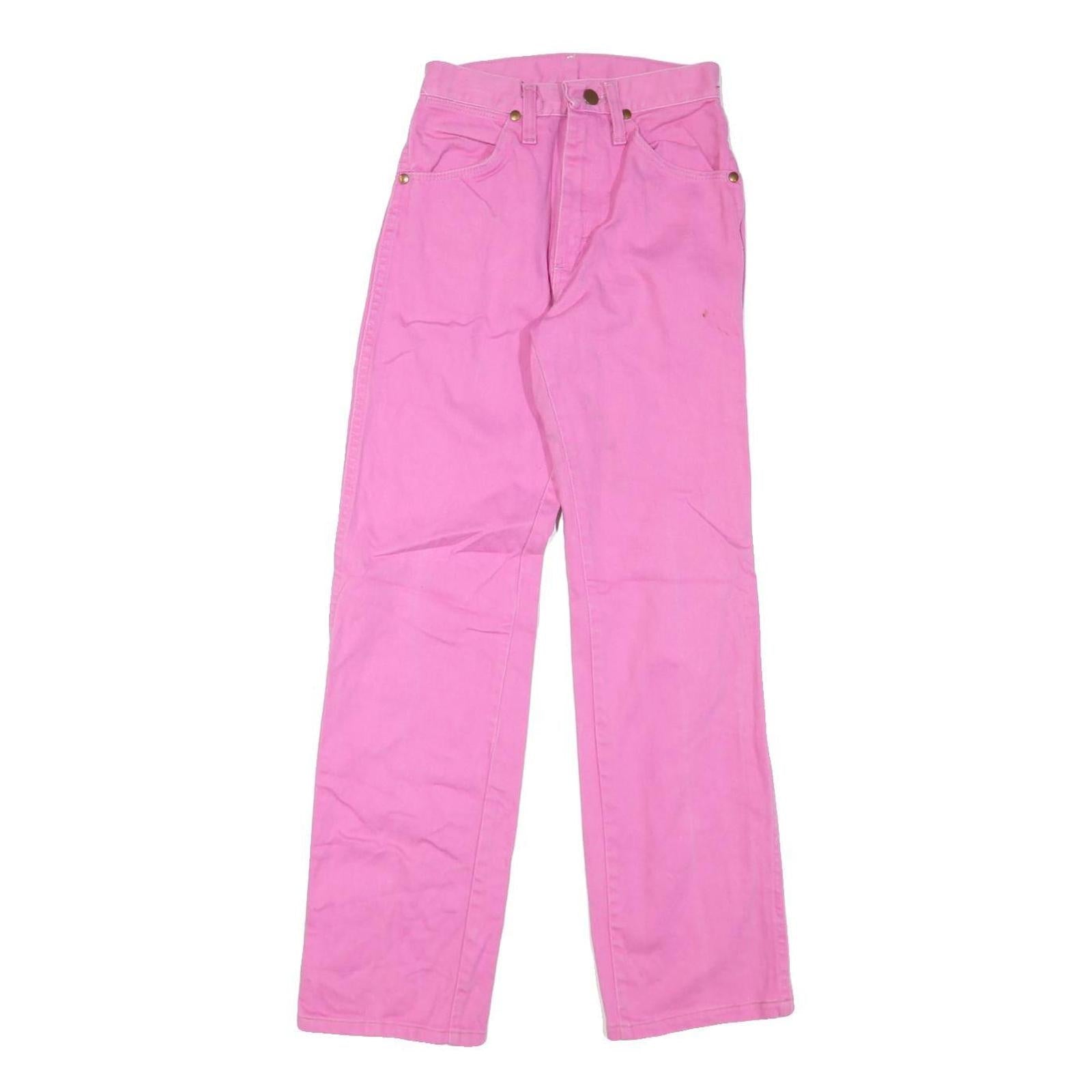WRANGLER Womens Pink Regular Straight Denim Jeans W24 L29 Classic Fit Zip Refurbished - N/A refurbished available on Cerqular