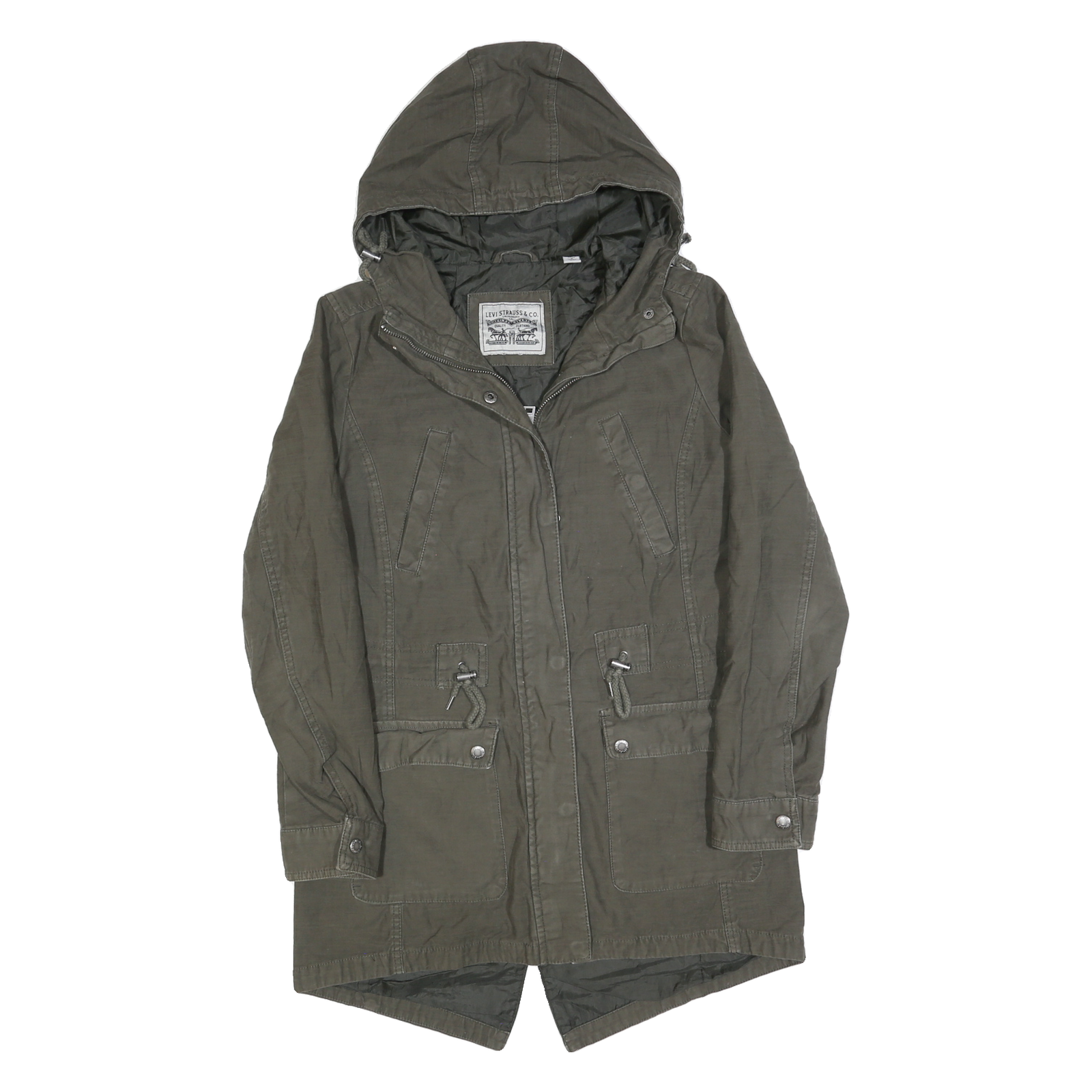 LEVI'S Womens Green Cotton Blend Utility Jacket S Hooded Zip Casual Lightweight Refurbished - N/A refurbished available on Cerqular