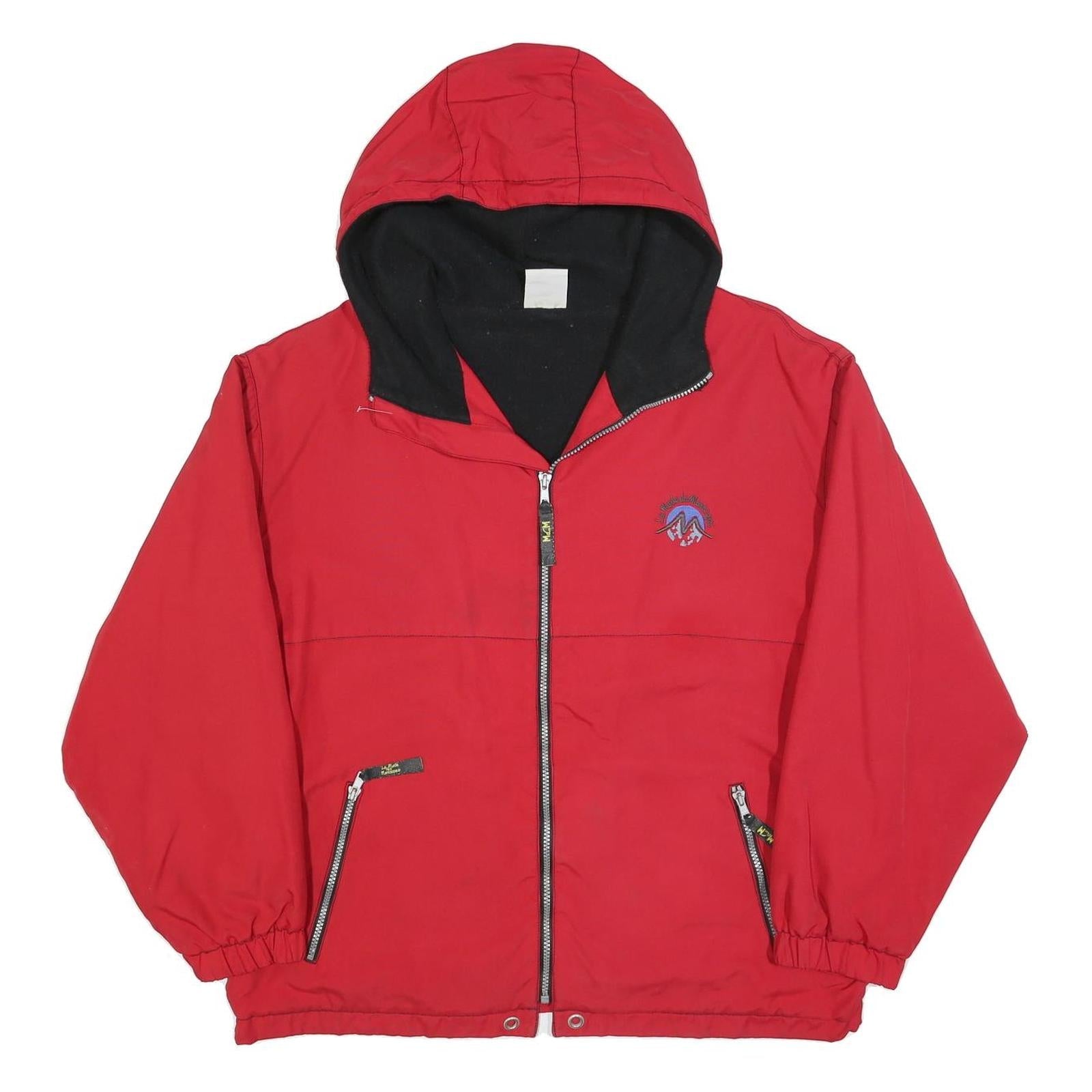 LA MODE DES MONTAGNES Mens Red Hooded Jacket L Polyester Blend Plain Zip Outdoor Refurbished - N/A refurbished available on Cerqular